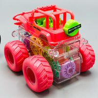 Inertial Transparent Gear Stunt Vehicle With Lights - 1Pc