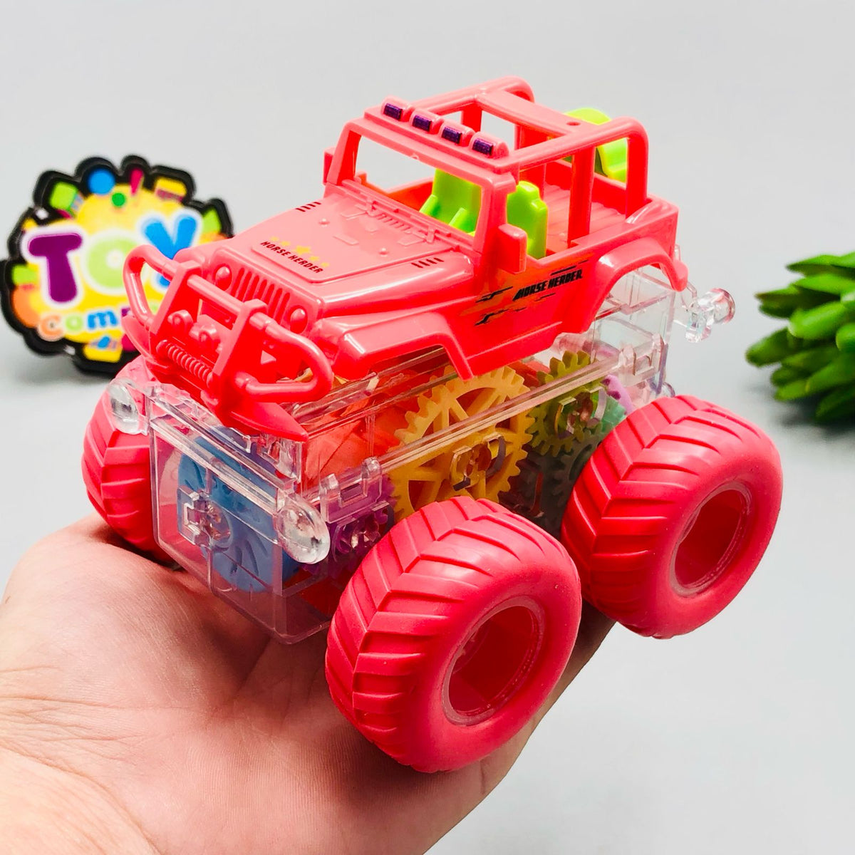 Inertial Transparent Gear Stunt Vehicle With Lights - 1Pc