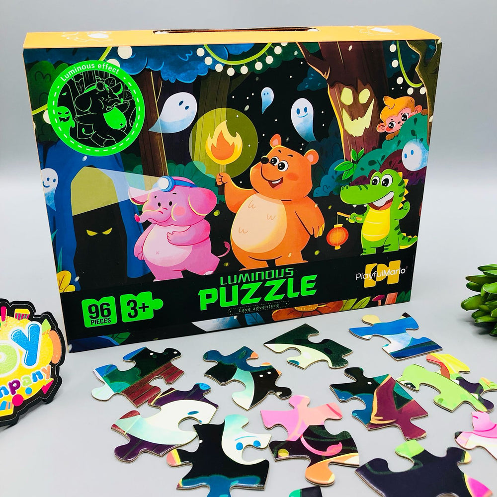 96Pcs Glow-In-The-Dark Cartoon Puzzles