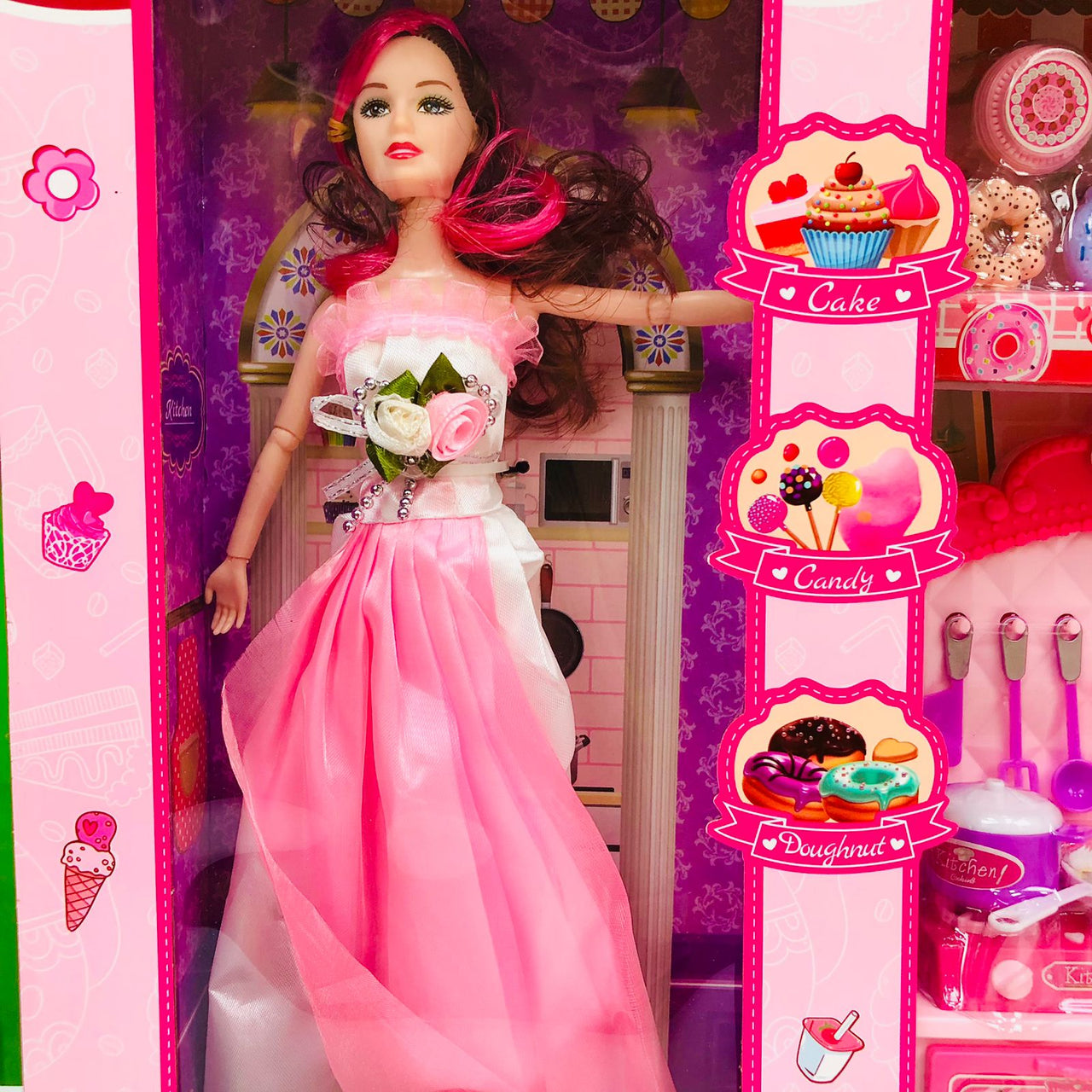 Pretend Play Kitchen Play House With Doll
