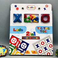 2in1 Wooden Tic Tac Toe & Ludo Game Board