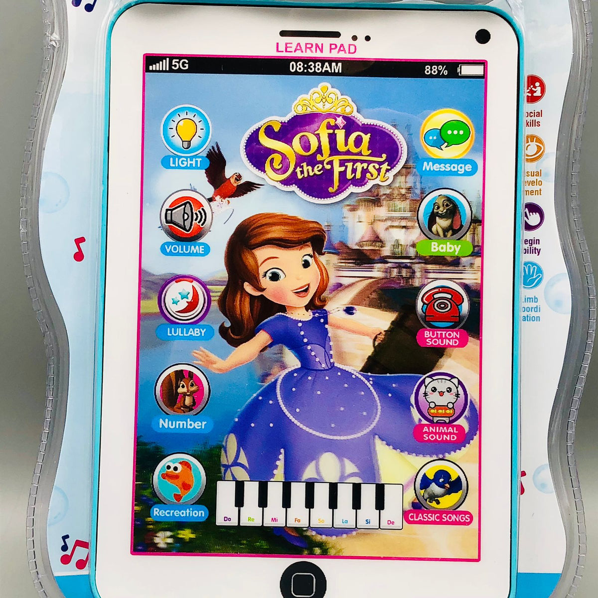 8* Inches Interactive Learning Pad With Light & Sound - Assortment