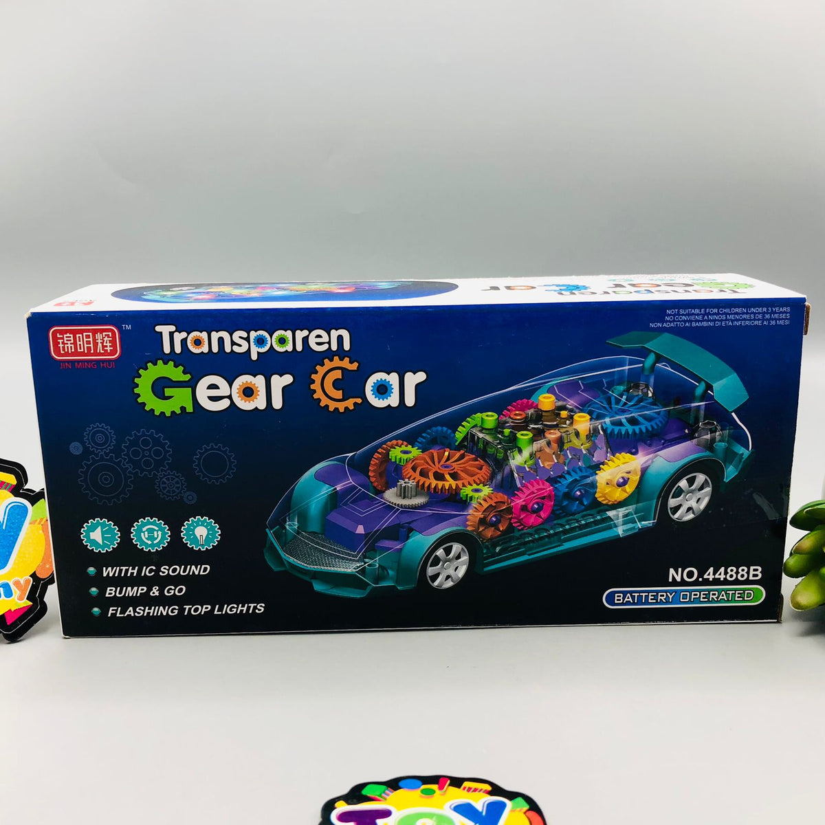 Electric Transparent Gear Car With Light & Sound