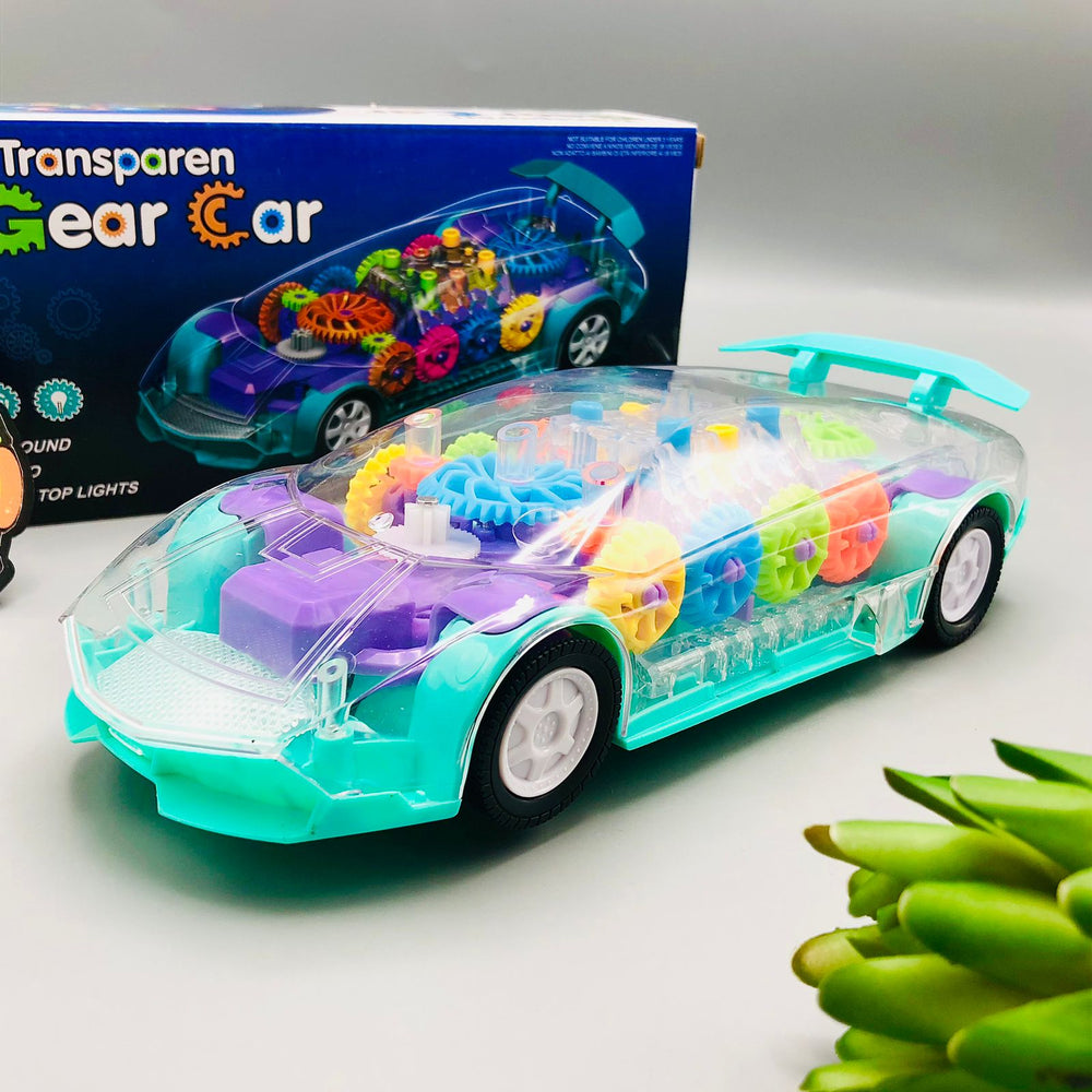 Electric Transparent Gear Car With Light & Sound