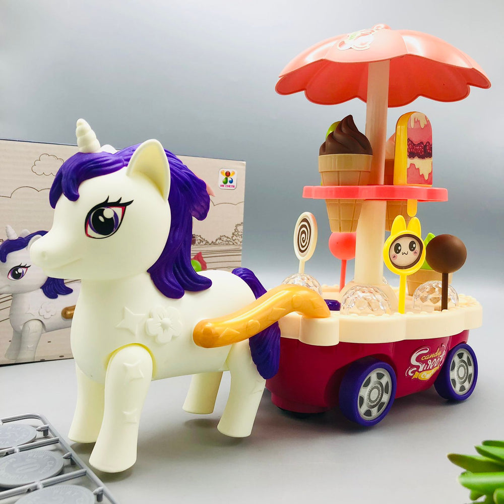 13Pcs DIY Sweet Unicorn Candy Cart With Light & Sound