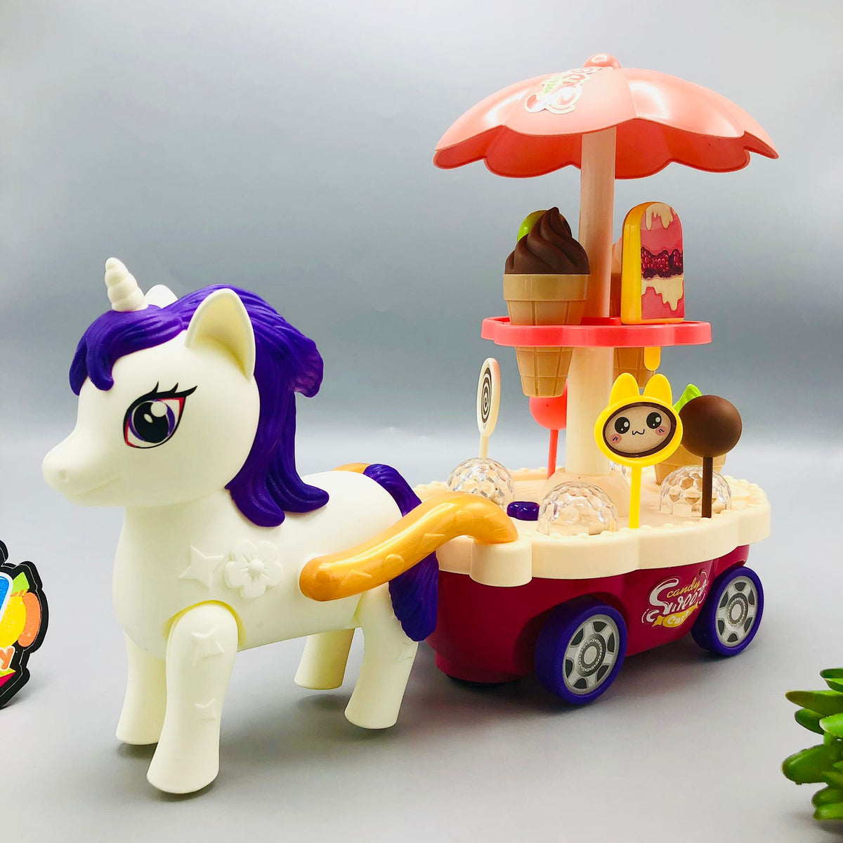 13Pcs DIY Sweet Unicorn Candy Cart With Light & Sound