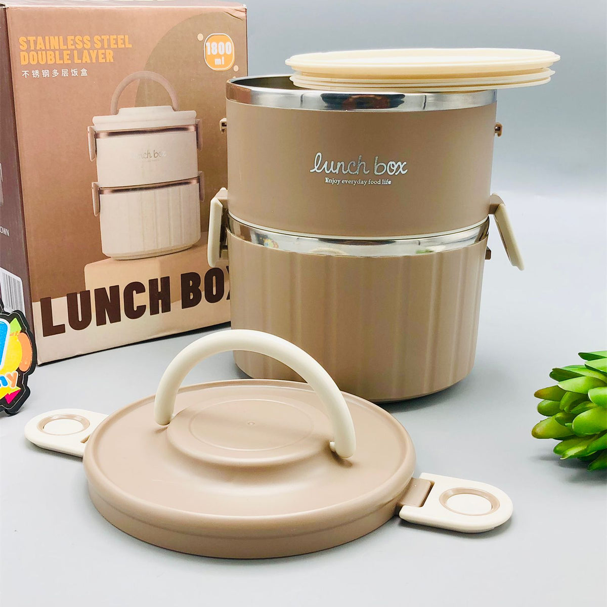1800ml Stainless Steel Double Layer Lunch Box
