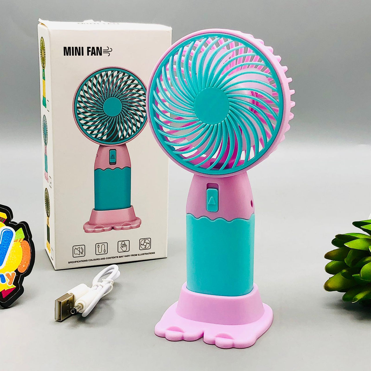 Rechargeable Cute Design Mini Fan With Base