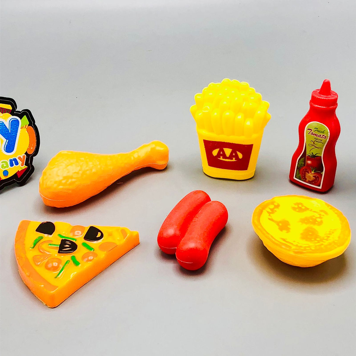 8Pcs Pretend Play Delicious Food With Refrigerator - Blue