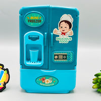 8Pcs Pretend Play Delicious Food With Refrigerator - Blue