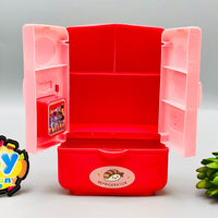 8Pcs Pretend Play Delicious Food With Refrigerator - Pink