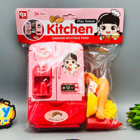 8Pcs Pretend Play Delicious Food With Refrigerator - Pink