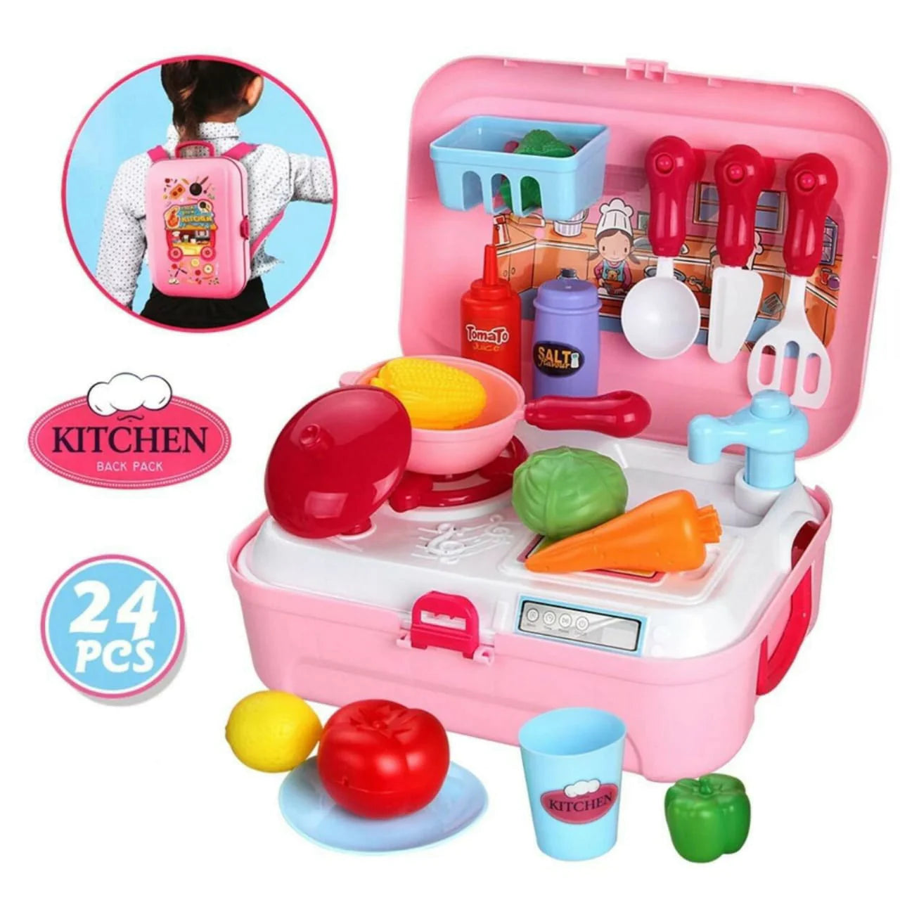 Kids Pretend Play Kitchen Back Pack