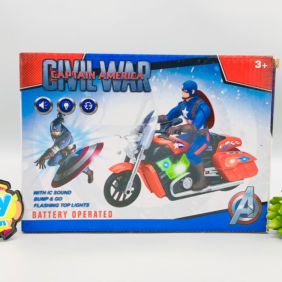 Electric Civil War Captain America Bike Toy With Light & Sound