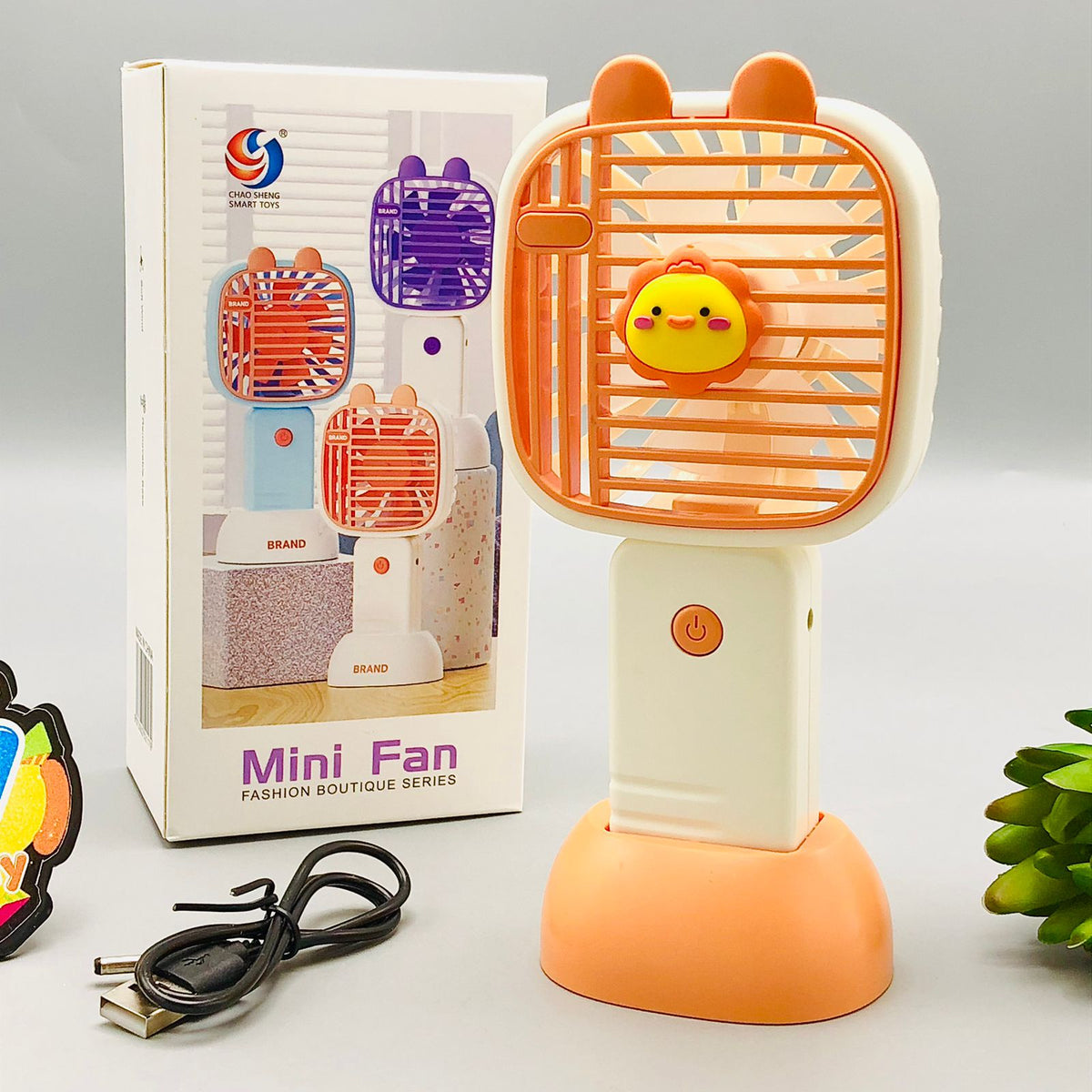 Rechargeable Cartoon Themed Handheld & Desktop Fan
