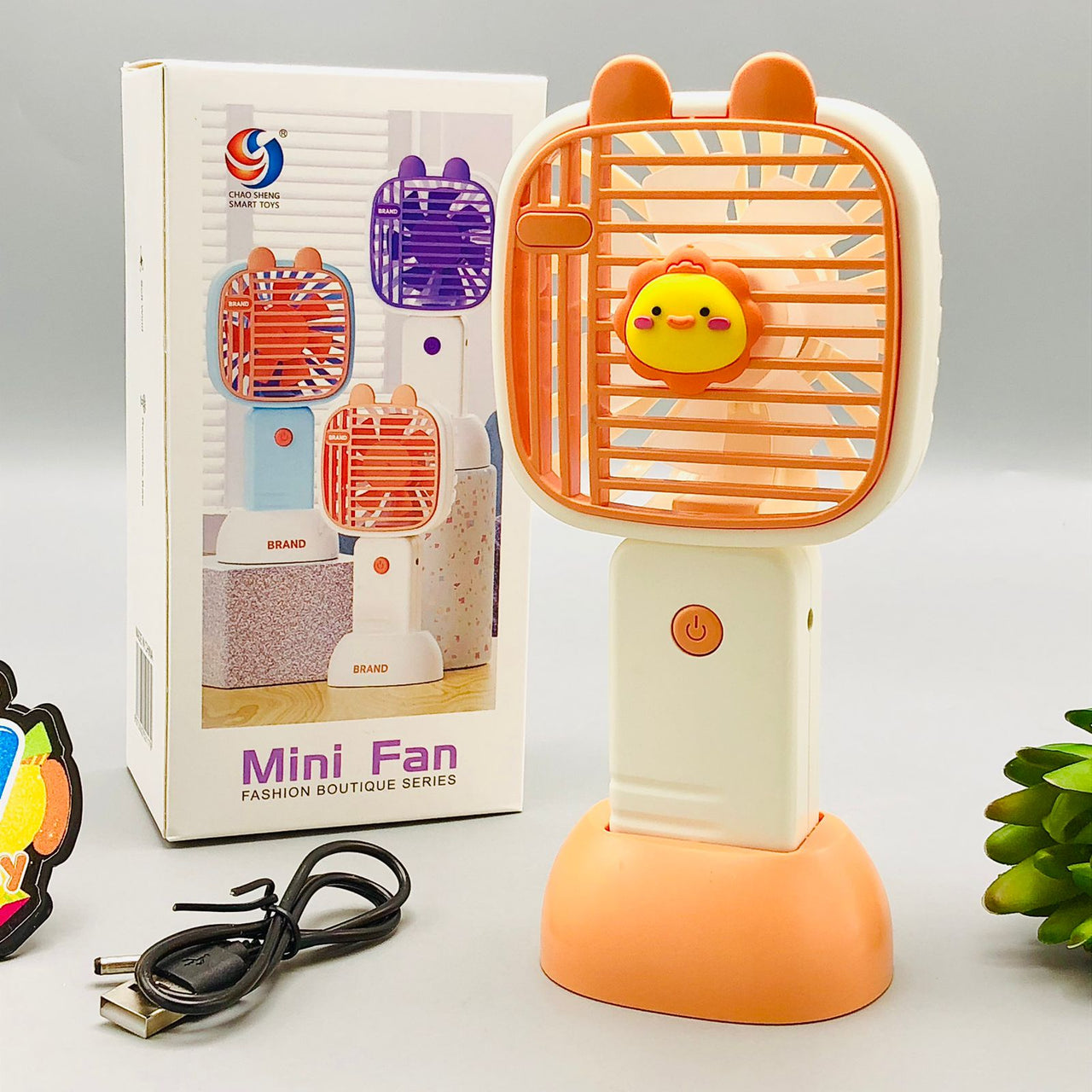 Rechargeable Cartoon Themed Handheld & Desktop Fan