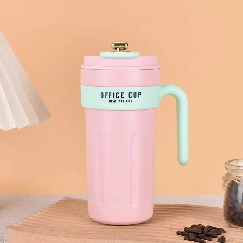 650ml Stainless Steel Temperature Display Coffee Cup - Pink