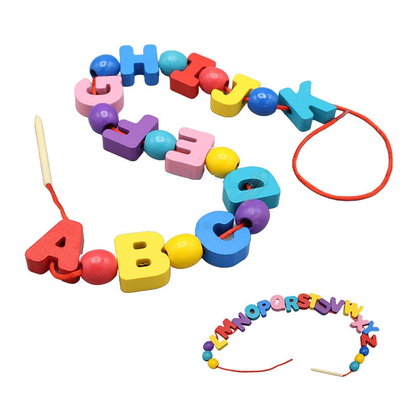 Wooden Alphabet Lacing Beads