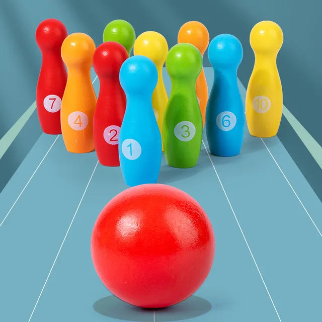 Wooden Arcade Bowling Game Set