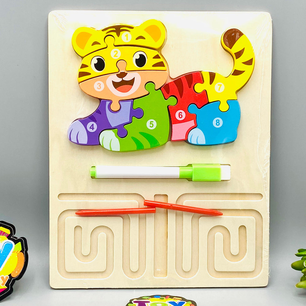 Wooden-Tiger Mini Puzzle & White Board