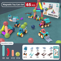 65Pcs DIY Construction Vehicle & Magnetic Building Blocks