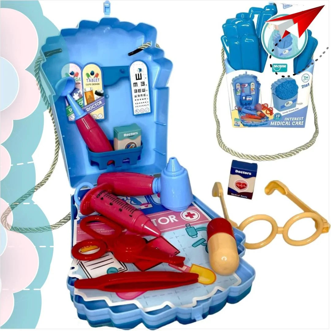 19Pcs Pretend Play Medical Kit With Storage Box