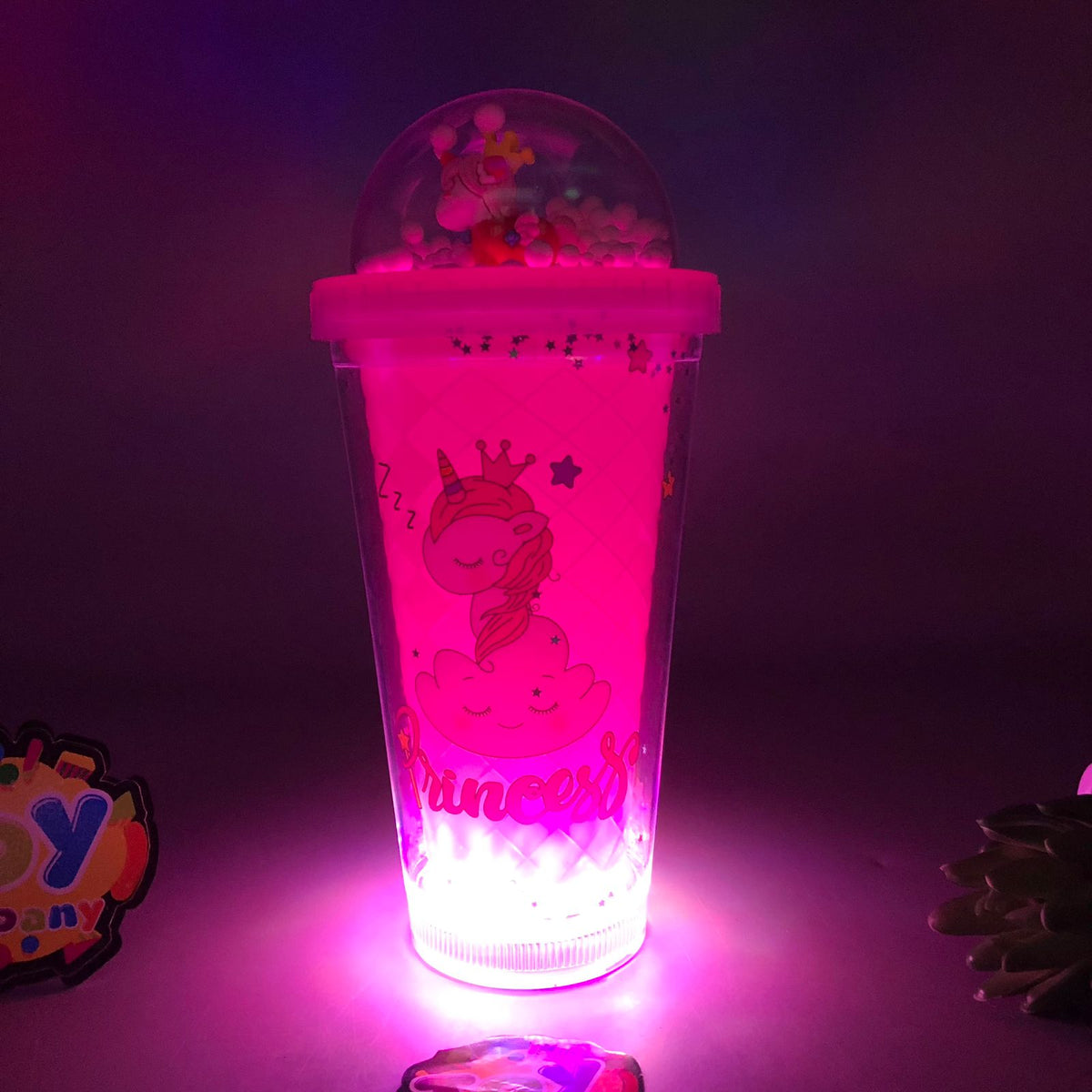 Premium Glitter Unicorn Water Mug With Cool Lights