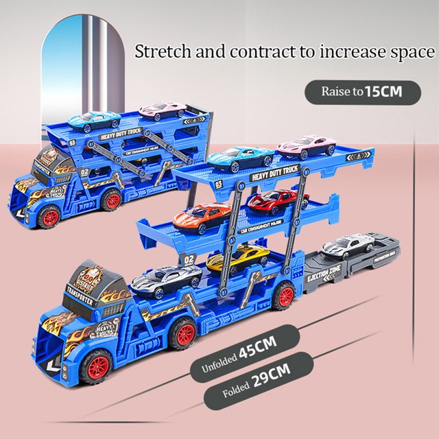 Foldable Car Launcher Transporter With 8Pcs Alloy Cars