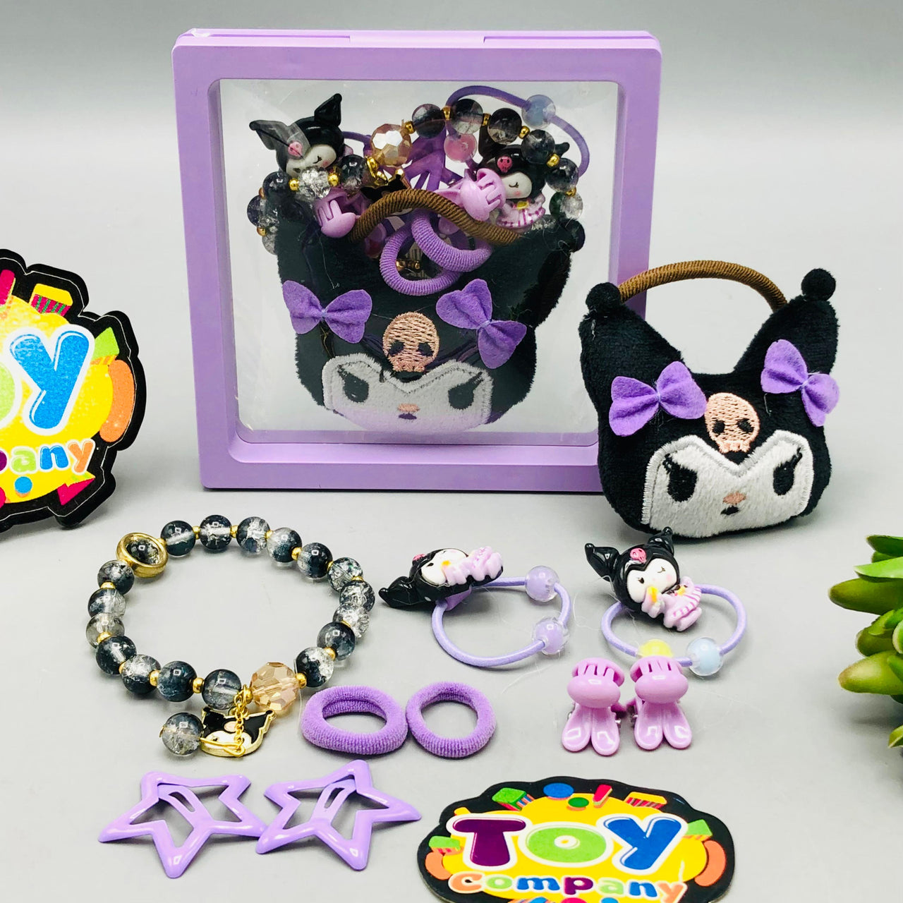 10Pcs Girls Kuromi Themed Hair Accessories Set - Black