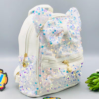 7.5* Inches Girls Fancy Kitty Backpack - White