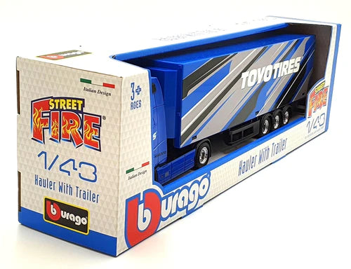 1:43 Bburago Street Fire Toyo Tires Hauler with Trailer