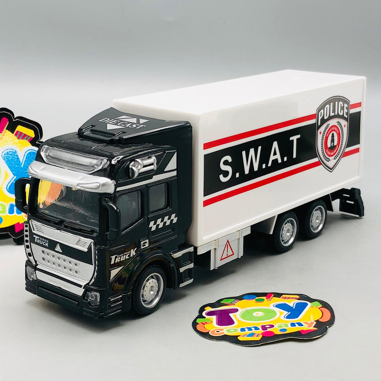 1Pc Alloy Pullback Police Container Truck
