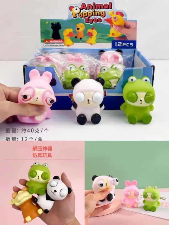 1Pc Squishy Animal Popping Eyes Toy - Assortment