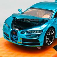 1:32 Diecast Bugatti Chiron With Acrylic Display Box - Aqua Blue
