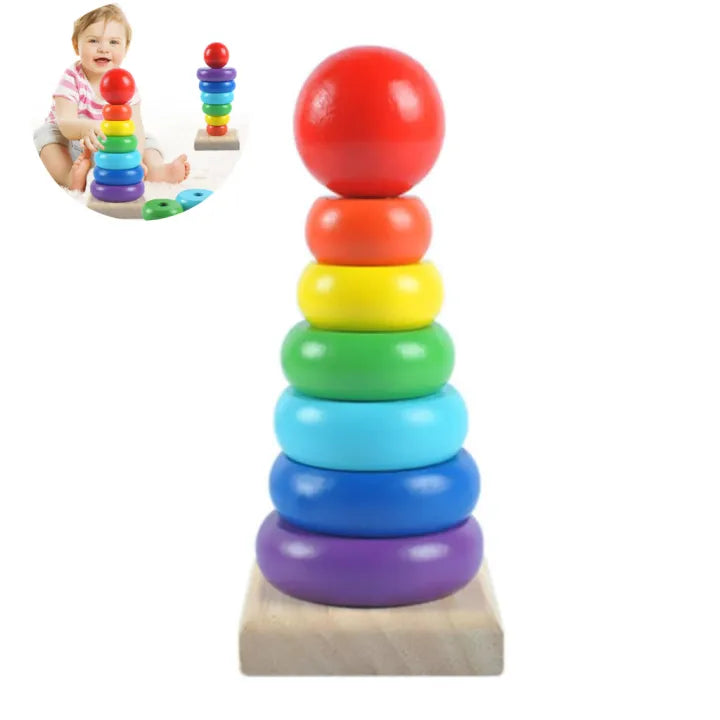 Wooden 7Pcs Rainbow Stacking Tower