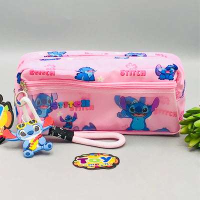 Premium Stitch Themed Kids Pencil Pouch - Pink