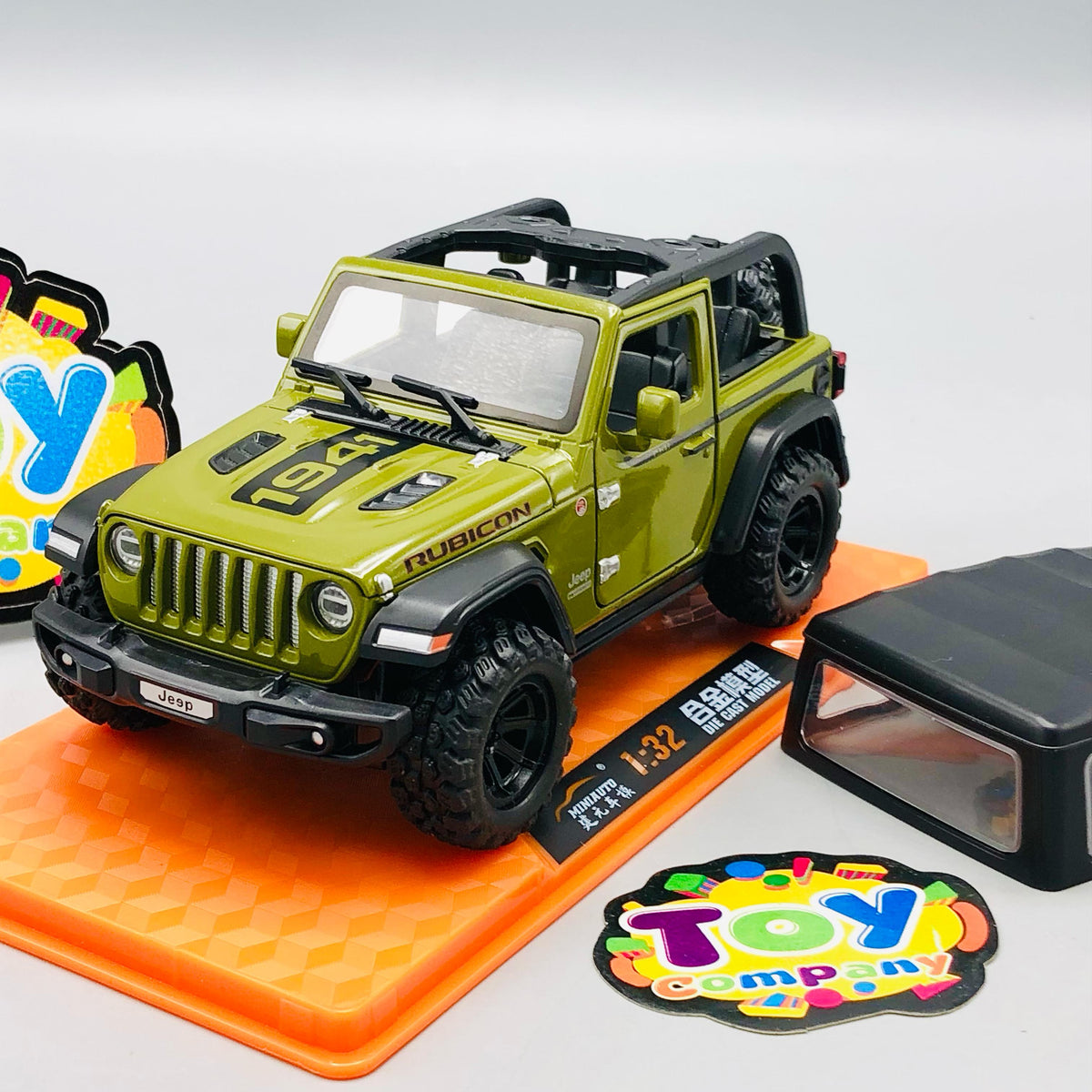 1:32 Diecast Rubicon Jeep With Acrylic Display Box - Green
