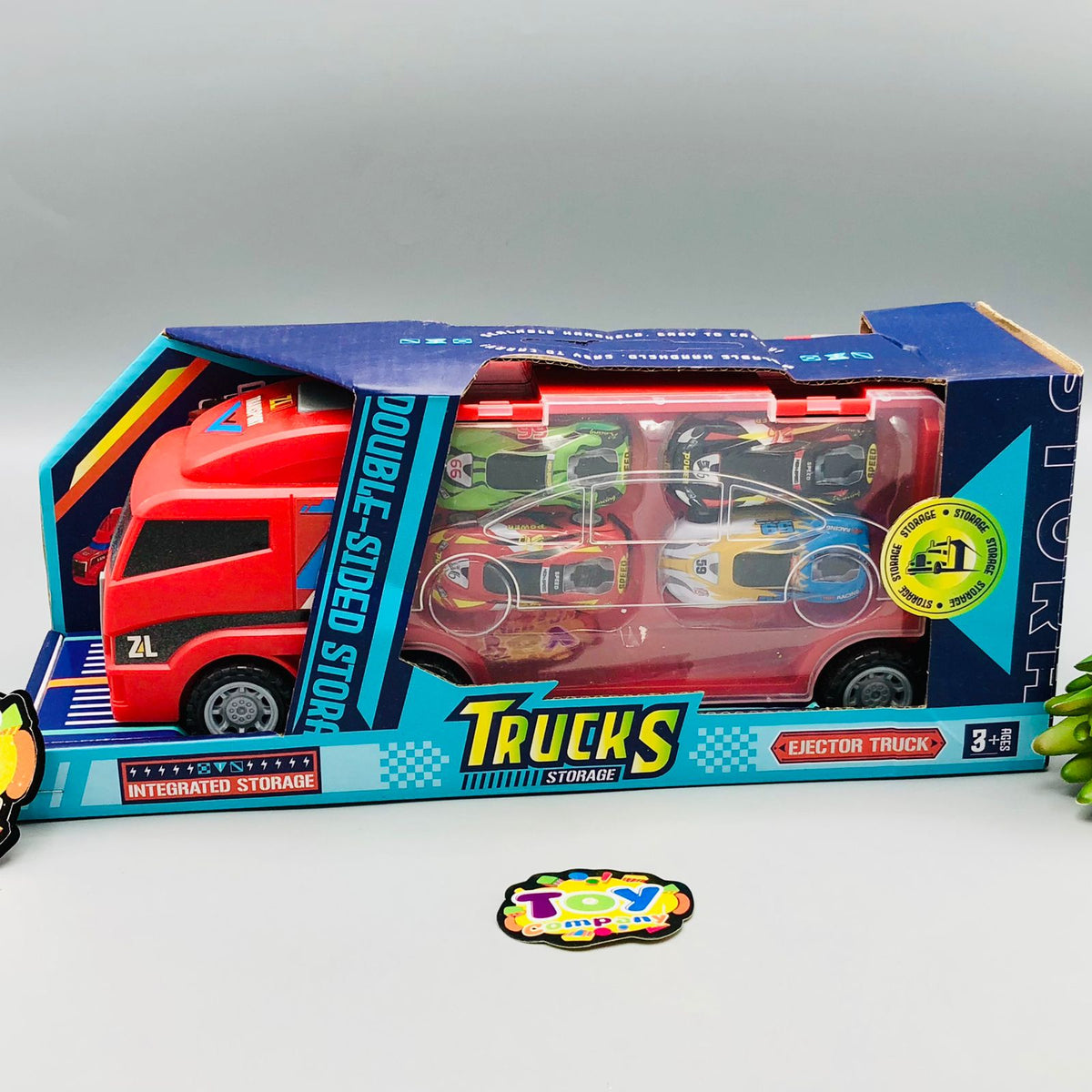 Inertial Double-Sided Ejector Truck With 4Pcs Cars