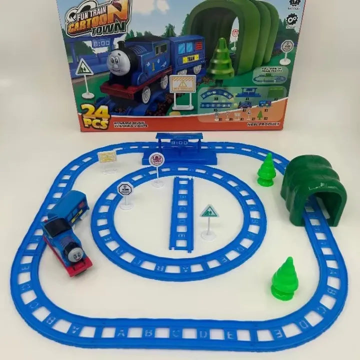 24Pcs DIY Battery Operated Thomas Train Track Set