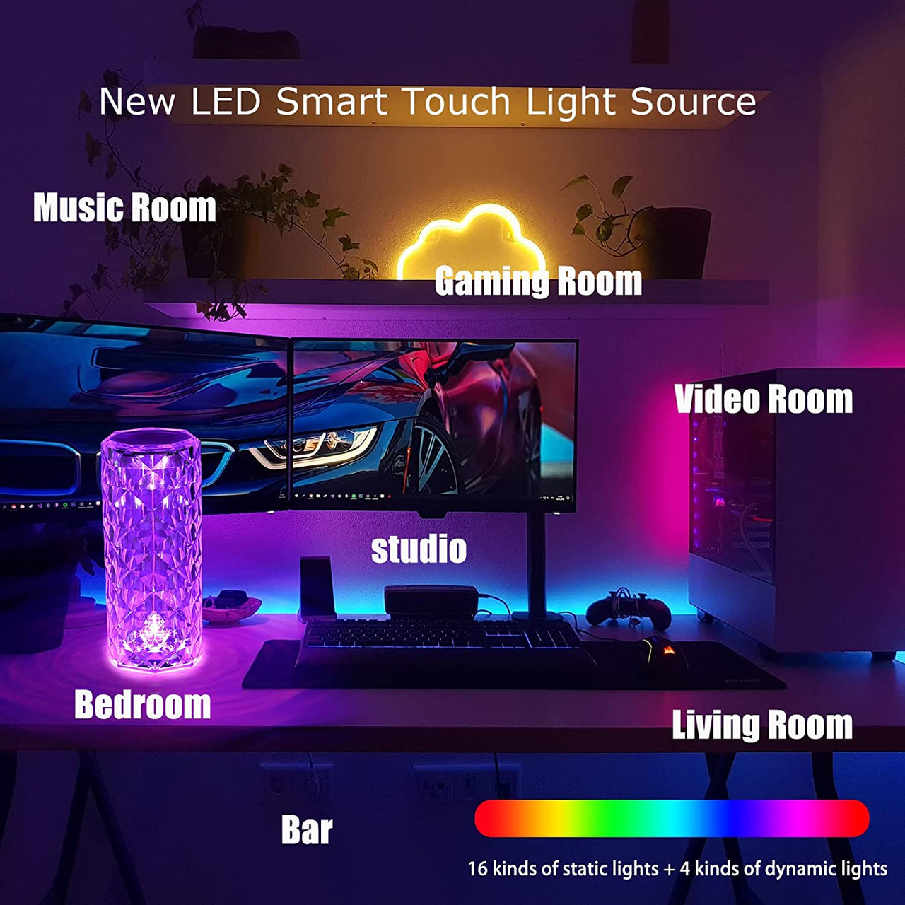 Crystal Table Lamp-USB Charging & Touchable