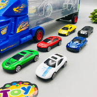 Hot Wheels Car Carrying Trailer Truck - 6Pcs Cars