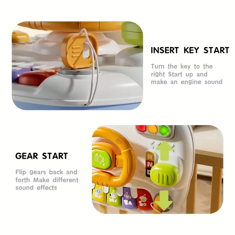 Multi-functional Kids Steering Wheel Game Table - Pink