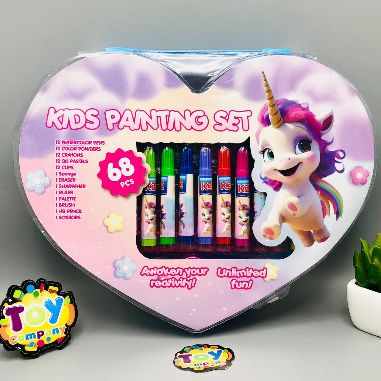 68Pcs Premium Unicorn Heart Kids Painting Set