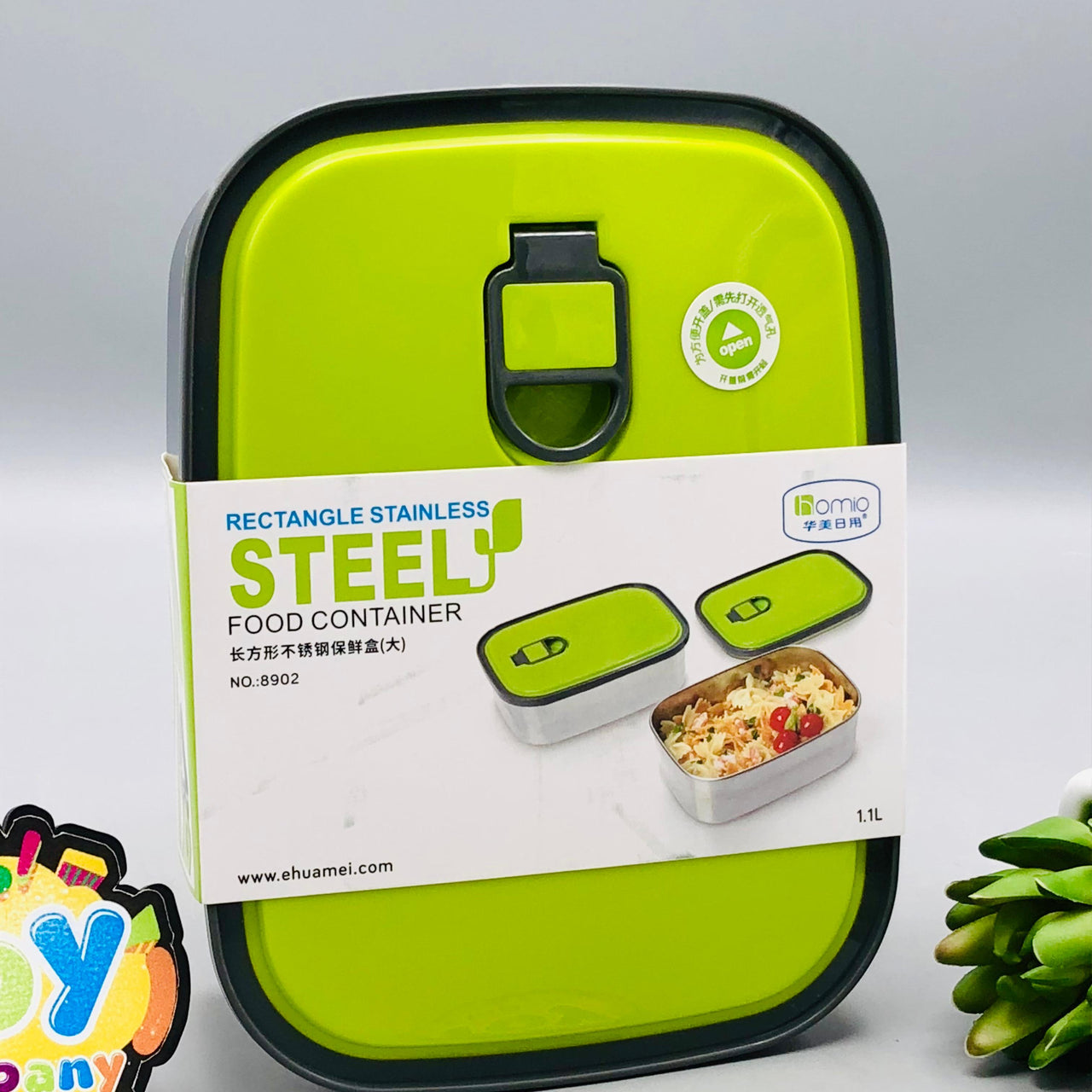 1.1L Stainless Steel Dual Lunch Box - Green