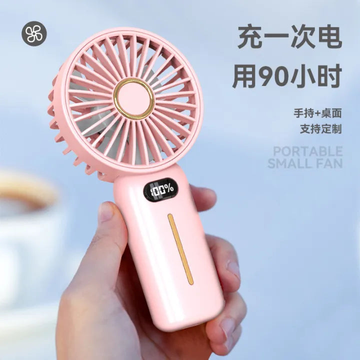 Rechargeable Digital Display Fan With Mobile Phone Bracket