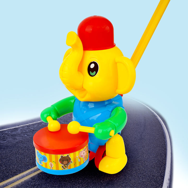Hand Push Elephant Toy Drummer