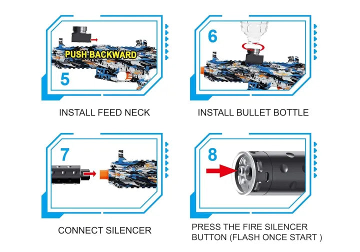 Electric M416 Gel Blaster Gun With Colorful Light Silencer