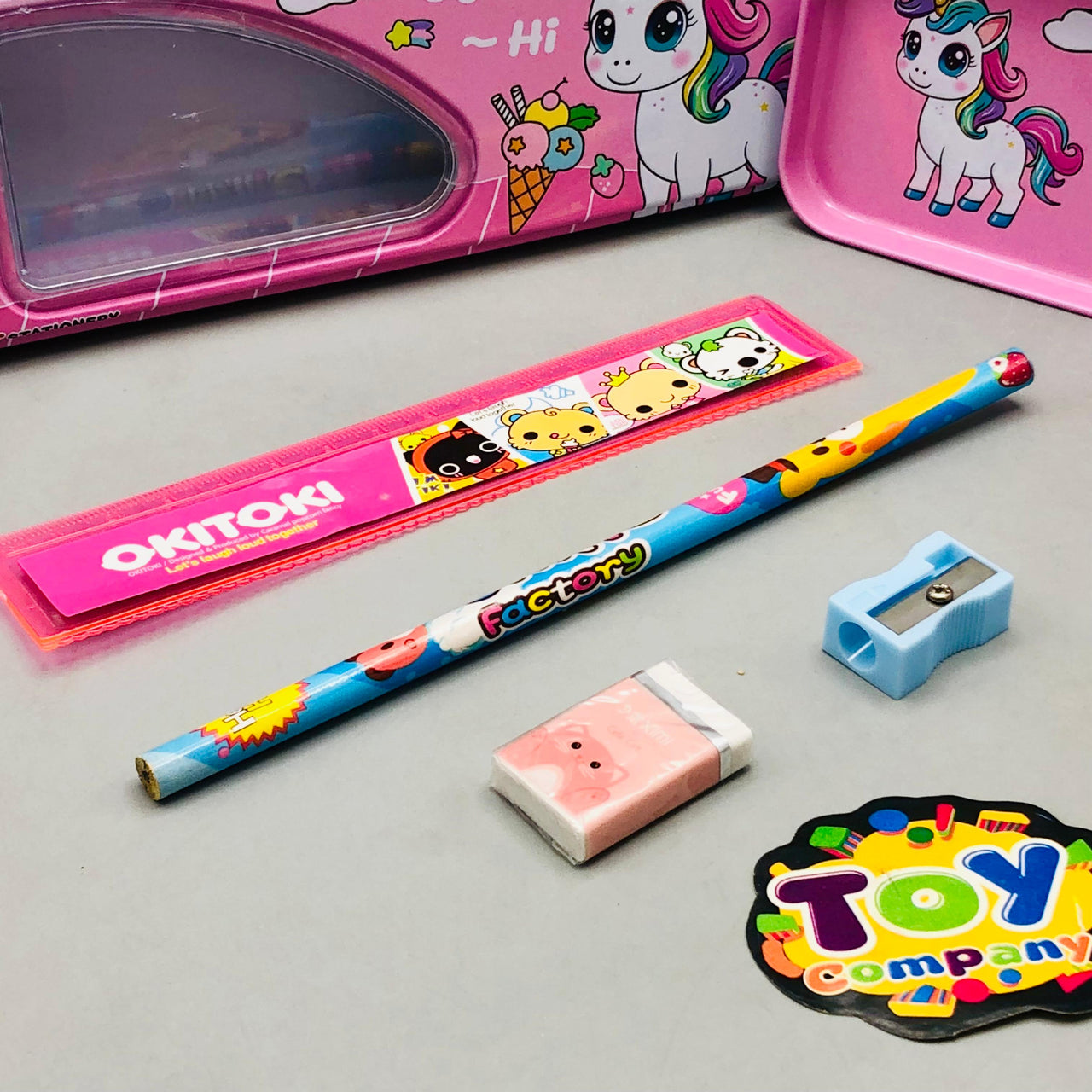 6Pcs Mini Unicorn Themed Tin Geometry Box