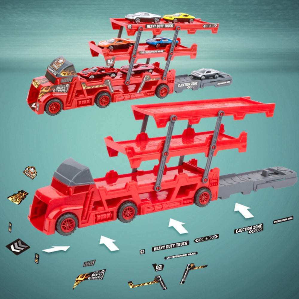 Foldable Car Launcher Transporter With 8Pcs Alloy Cars