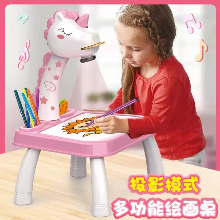 Kids Unicorn LED Projection Painting Table